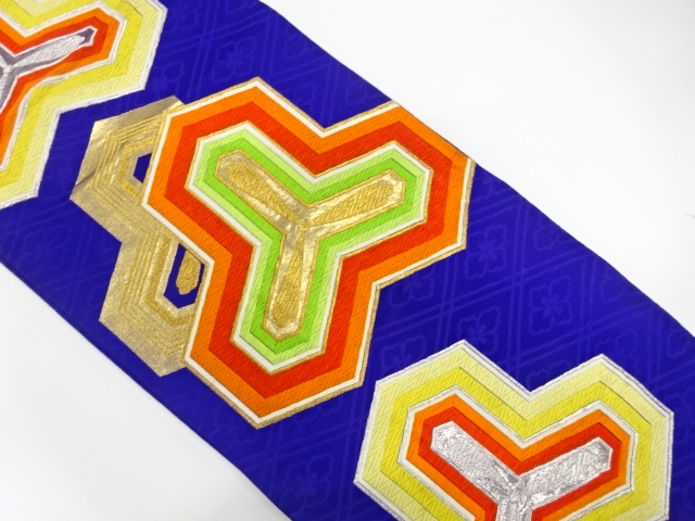 JAPANESE KIMONO / ANTIQUE FUKURO OBI / SILK / WOVEN BISHAMON KIKKO